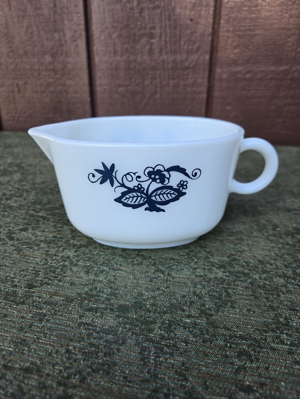 Pyrex Old Town Blue Milk Glass Gravy Boat Vintage